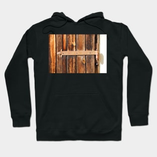 Rusted Hinge on Wooden Door Hoodie